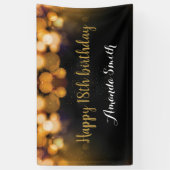 ハッピー18誕生日バナー。黒と金ゴールドグリッター 横断幕 (縦)