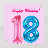 ハッピー18誕生日ピンクカード シーズンカード (正面/裏面)