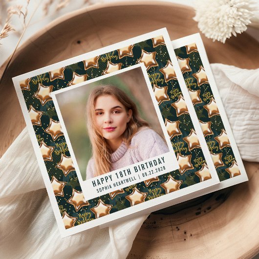 ハッピー18誕生日フォトグラムスターバルーン スタンダードカクテルナプキン