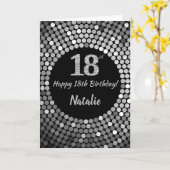 ハッピー18誕生日ブラック&シルバーグリッターカード カード (黄色い花)