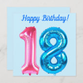 ハッピー18誕生日ブルーカード シーズンカード (正面/裏面)