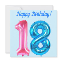 ハッピー18誕生日ブルーカード