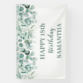 ハッピー18誕生日ユーカリプタスボタニカル素朴 横断幕 (縦)