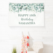 ハッピー18誕生日ユーカリプタスボタニカル素朴 横断幕 (インサイチュ)