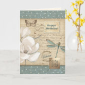 ハッピー18誕生日ヴィンテージアート カード (黄色い花)