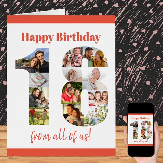 ハッピー18誕生日18ナンバーフォトコラージビッグ