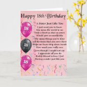 ハッピー18誕生日 – シスターポエム カード (黄色い花)