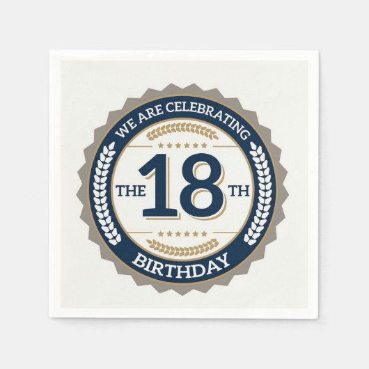ハッピー18誕生日 スタンダードカクテルナプキン (正面)