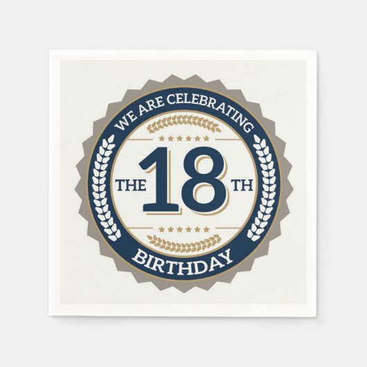ハッピー18誕生日 スタンダードカクテルナプキン (正面)