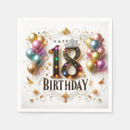 ハッピー18誕生日 スタンダードカクテルナプキン