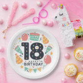 ハッピー18誕生日 ペーパープレート (パーティー)