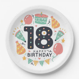 ハッピー18誕生日 ペーパープレート