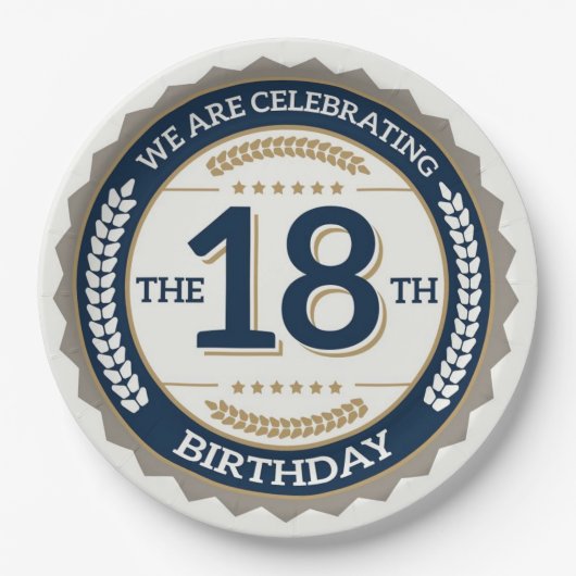 ハッピー18誕生日 ペーパープレート (正面)