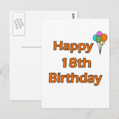ハッピー18誕生日 ポストカード (正面/裏面)