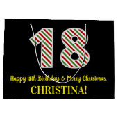 ハッピー18誕生日&メリークリスマス，名前をカスタムする ラージペーパーバッグ (裏面)