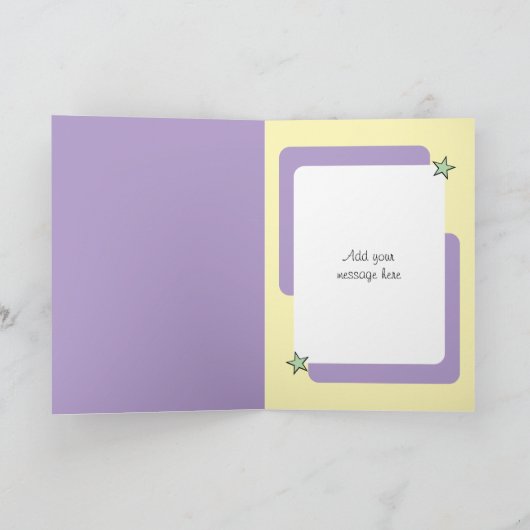 ハッピー18th誕生日の名前パープルイエロー カード (内部)