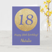 ハッピー18th誕生日エブリー&金ゴールドグリッター カード (黄色い花)