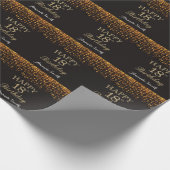 ハッピー18th誕生日ブラック&金ゴールドグリッター ラッピングペーパー (角)