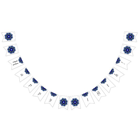 ハッピー18th!ダークブルーのマンダラ バンティングフラッグ (全)