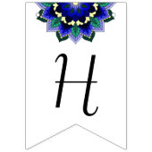 ハッピー18th!ダークブルーのマンダラ バンティングフラッグ (第3の旗)