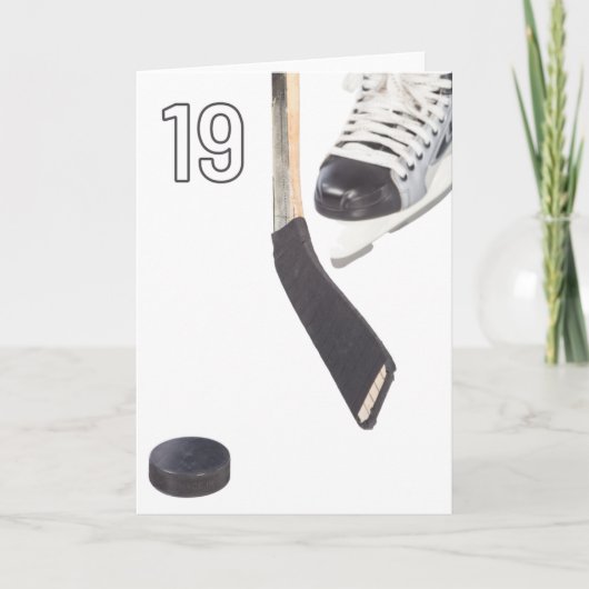 ハッピー19誕生日アイスホッケーグリーティングカード カード (正面)