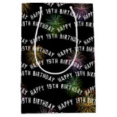 ハッピー19誕生日花火（ブラック） ミディアムペーパーバッグ (正面)