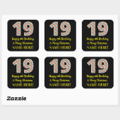 ハッピー19誕生日&メリークリスマス,名前をカスタムする スクエアシール (シート)