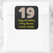 ハッピー19誕生日&メリークリスマス,名前をカスタムする スクエアシール (バッグ)