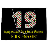 ハッピー19誕生日&メリークリスマス，名前をカスタムする ラージペーパーバッグ (裏面)