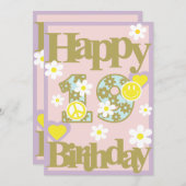 ハッピー19誕生日 – 花とガールズカード シーズンカード (正面/裏面)