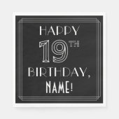 ハッピー19th誕生日;アールデコスタイル;名前をカスタムする スタンダードランチョンナプキン (正面)