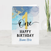 ハッピー1stバースデーパステルレインボー金ゴールドウーマン カード (正面)