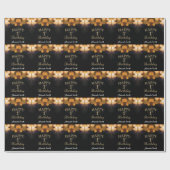 ハッピー1stバースデーブラック&金ゴールドグリッター ラッピングペーパー (フラット)