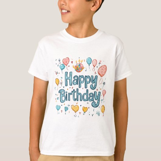 ハッピー1stバースデー - かわいい風船 tシャツ (正面)