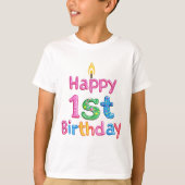 ハッピー1st誕生日 – お祝い 文字デザイン tシャツ (正面)