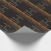 ハッピー1thバースデーブラックアンド金ゴールドグリッター ラッピングペーパー (角)