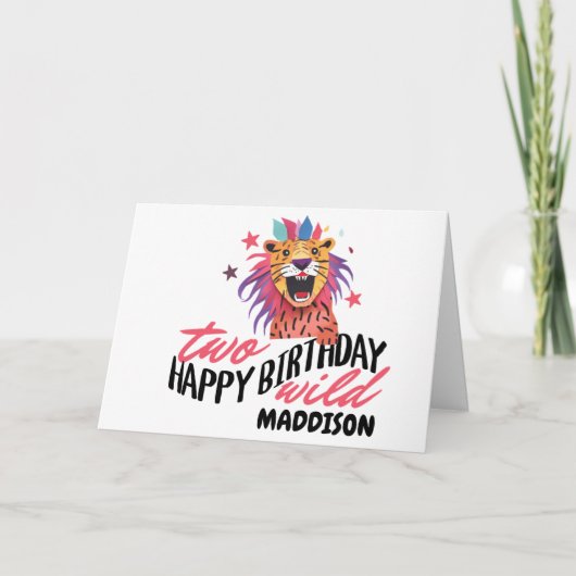 ハッピー2歳の誕生日 おさファリテーマの2歳の誕生日 カード (正面)
