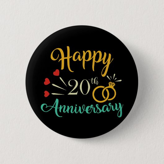 ハッピー20周年記念マッチングカップル20th Anniv 缶バッジ (正面)