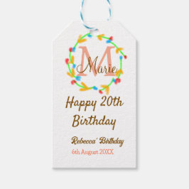 ハッピー20歳の誕生日 名前 モノグラム リース ギフトタグ