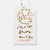ハッピー20歳の誕生日 名前 モノグラム リース ギフトタグ (裏面)