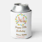 ハッピー20歳の誕生日 名前 モノグラム リース 缶クーラー (缶正面)