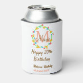ハッピー20歳の誕生日 名前 モノグラム リース 缶クーラー (缶裏面)