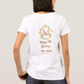 ハッピー20歳の誕生日 名前 モノグラム リース Tシャツ (裏面)