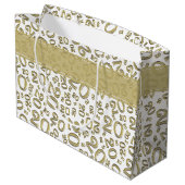 ハッピー20番目の誕生日番号パターン金ゴールド/白 ラージペーパーバッグ (裏面アングル)