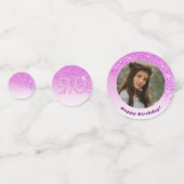 ハッピー20誕生日シック落ちピンクグリッター コンフェッティ (正面)