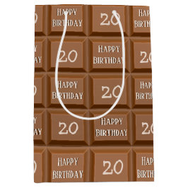 ハッピー20誕生日チョコレートキャンディバー ミディアムペーパーバッグ