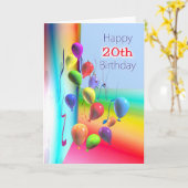 ハッピー20誕生日バルーンウォール カード (黄色い花)