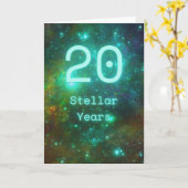 ハッピー20誕生日ユニバース銀河系グリーティングカード カード (黄色い花)