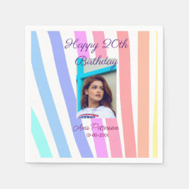 ハッピー20誕生日レインボー素朴なボーホラインphot スタンダードカクテルナプキン