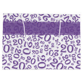 ハッピー20誕生日紫色の乱数パターン ラージペーパーバッグ (裏面)